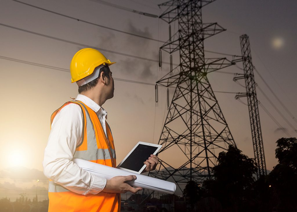 Construction worker, tablet.