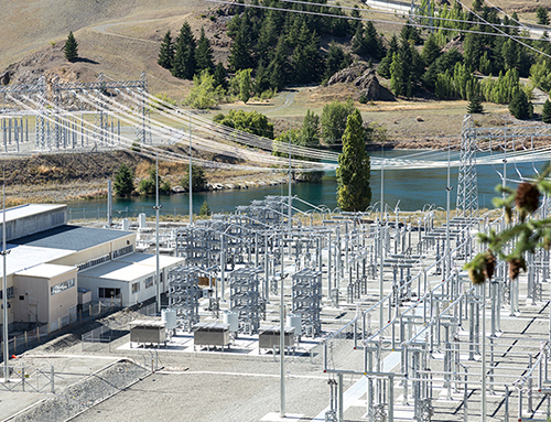 A lot of power lines around homes.