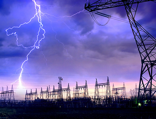 Lightning in the sky seen from home.